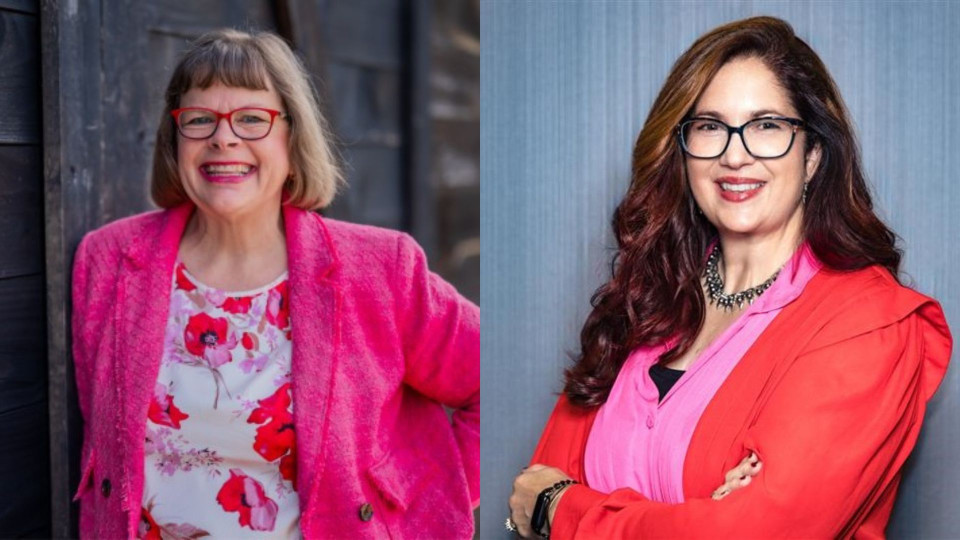 Headshots of Mary Deming Barber and Jennifer Hawton